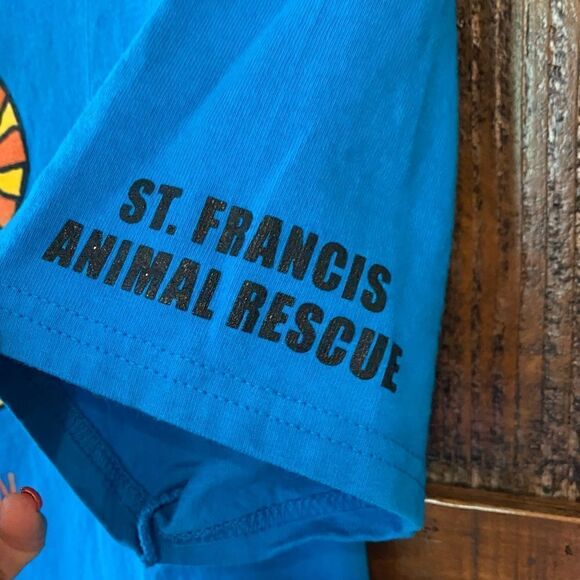 Hanes Sz S Blue St. Francis Animal Rescue Pre-Shrunk Cotton Kitty Cat T-Shirt - Picture 3 of 5